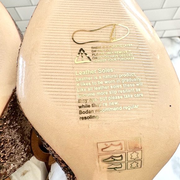 NWOT Boden Glitzy Bronze Satin Party Heels - Picture 9 of 9
